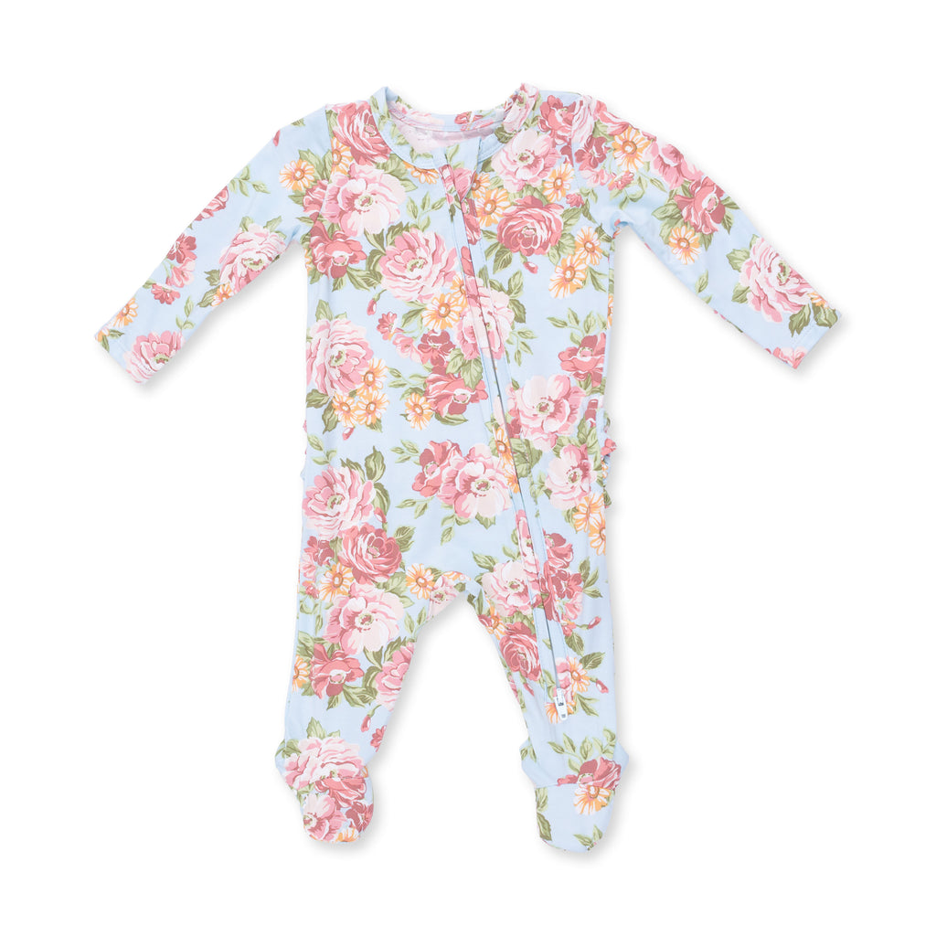 Angeline Floral  2 Way Ruffle Back Zipper Footie