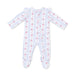 Anna Floral Stripe - 2 Way Ruffle Sleeve Zipper Footie
