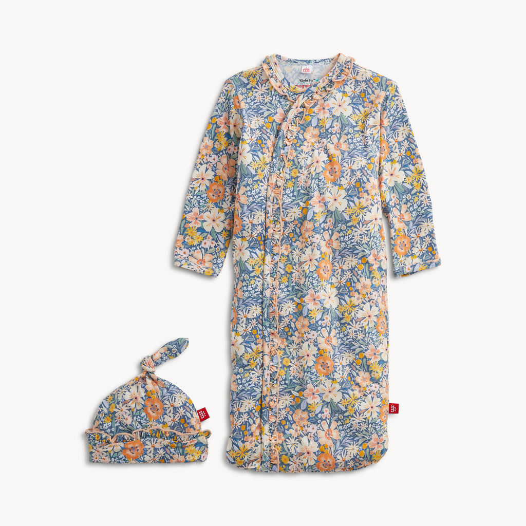 Flora Modal Gown+hat Set W Ruffle