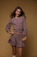 DIGITAL PRINT LANTERN SLEEVE SMOCKED WAIST BLOUSON