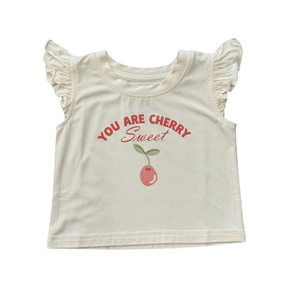 Girl's Sleeveless Top - You are cherry sweet