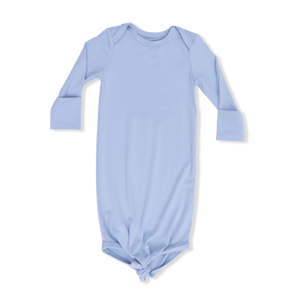 Solid Blue Fog  Knotted Gown and Hat