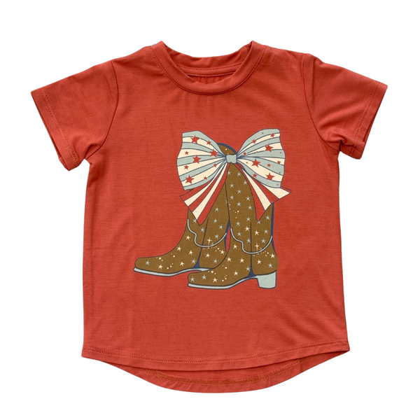 GIRL'S SHORT SLEEVE TEE - COWGIRL BOOTS