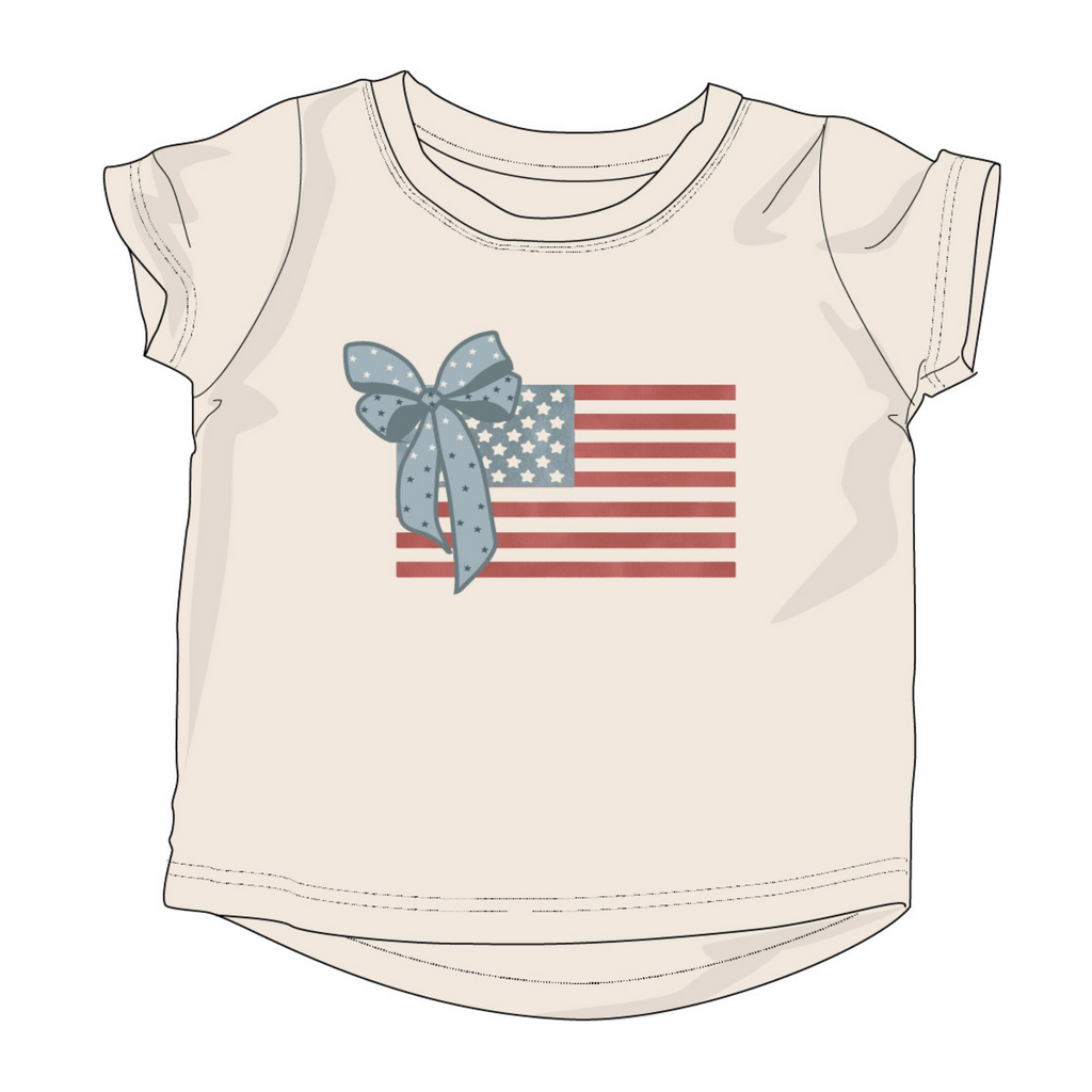 GIRL'S SHORT SLEEVE TEE - AMERICAN FLAG