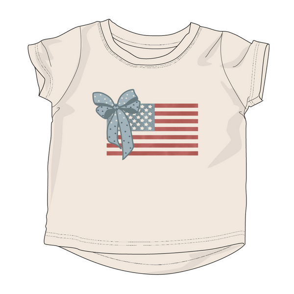 GIRL'S SHORT SLEEVE TEE - AMERICAN FLAG