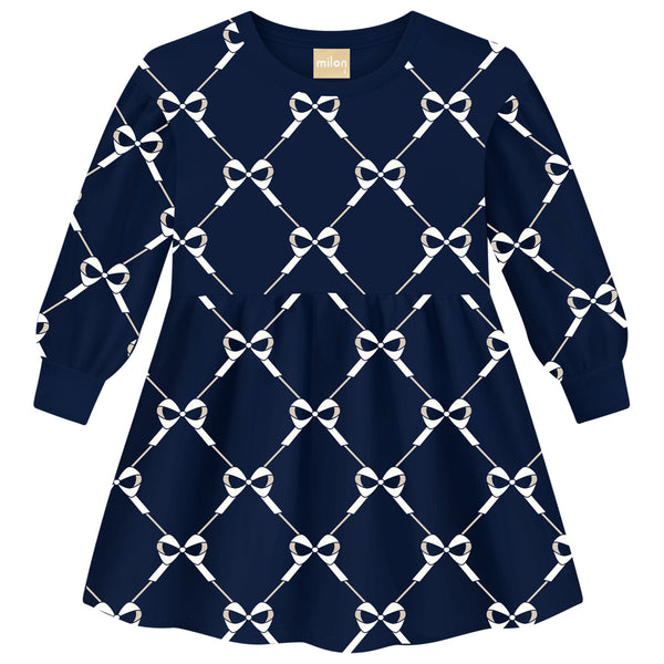 Bow Dress - Navy