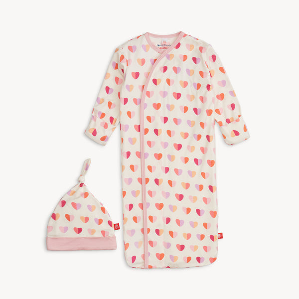 Pink Xoxo Modal Gown + Hat Set NB-0/3M