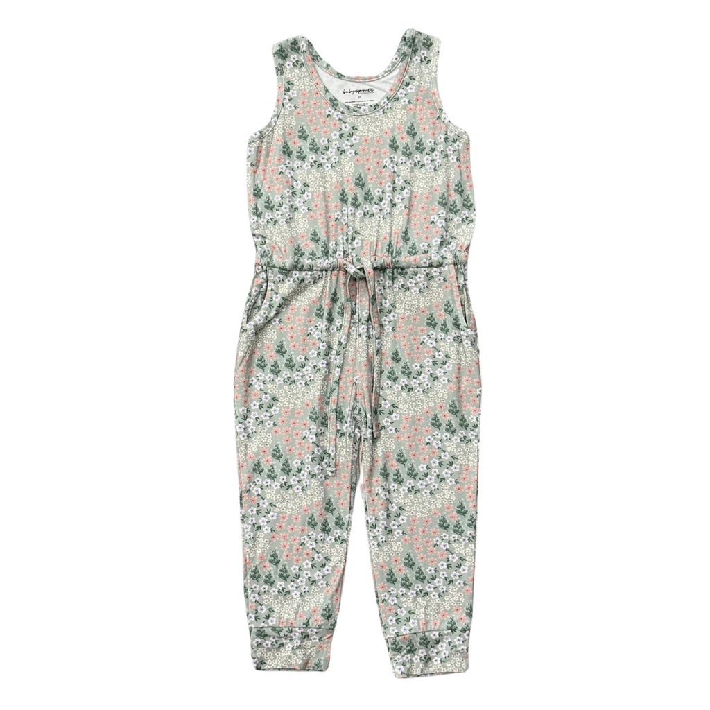 GIRL'S TANK JUMPER - AQUA GREY FLORAL