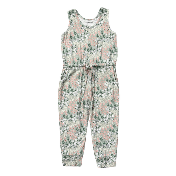 GIRL'S TANK JUMPER - AQUA GREY FLORAL
