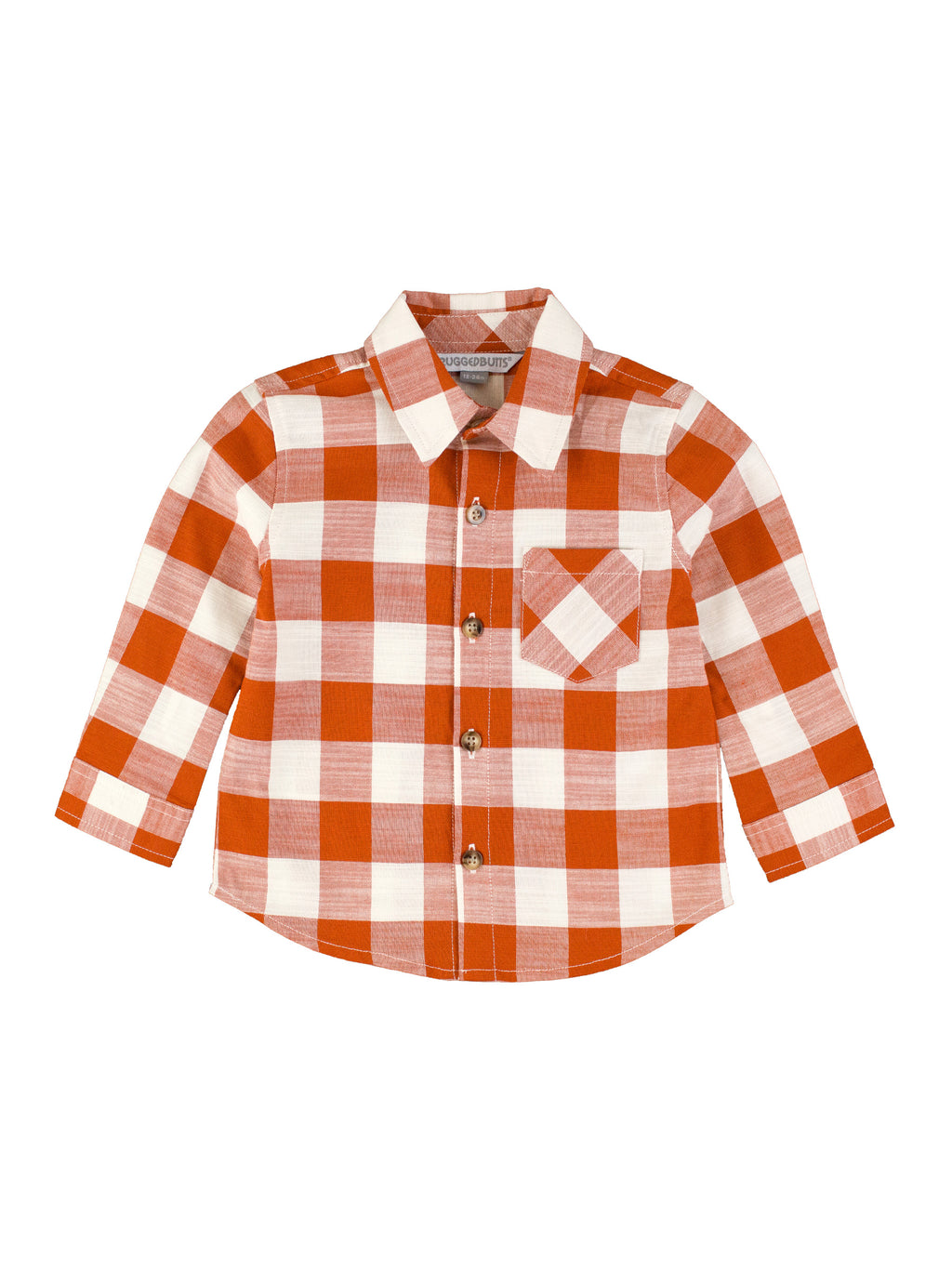 Long Sleeve Button Down Shirt - rust plaid