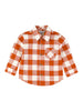 Long Sleeve Button Down Shirt - rust plaid