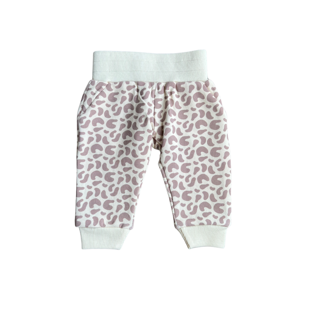 FLEECE SWEATPANTS - LILAC LEOPARD