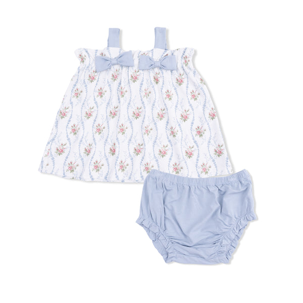 Heirloom Rose Stripe  Top with Bows and Ruffle Leg Bloomer