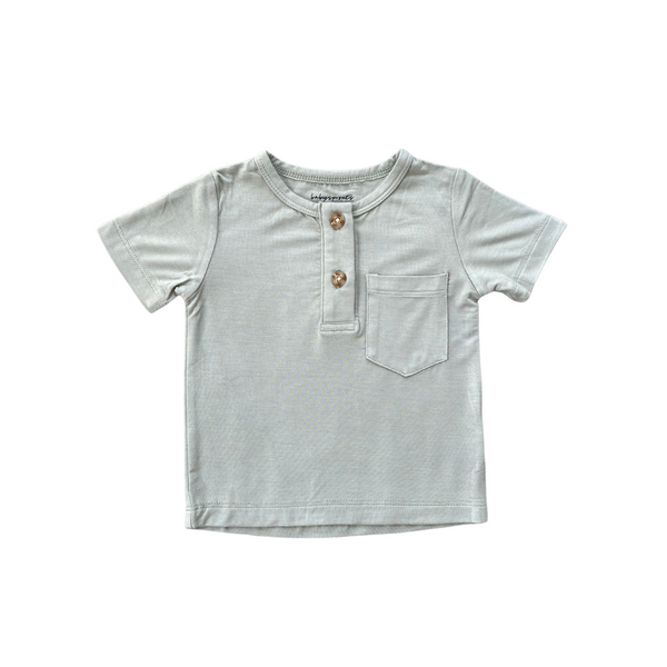 BOY'S SHORT SLEEVE HENLEY SHIRT SEAGRASS