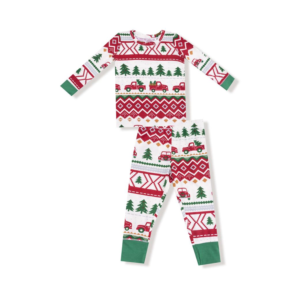 Red Truck Fair Isle  Long Sleeve Loungewear Set