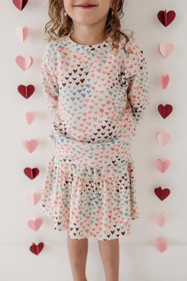 Girl's Raglan Sweatshirt - Rainbow Hearts