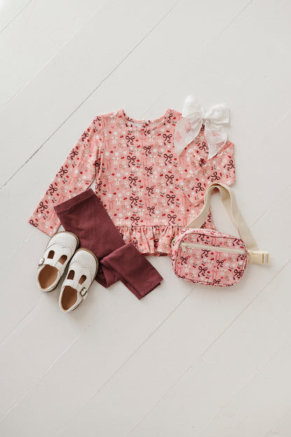 LONG SLEEVE PEPLUM SET - Cherry Hearts