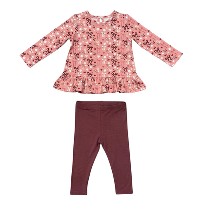 LONG SLEEVE PEPLUM SET - Cherry Hearts