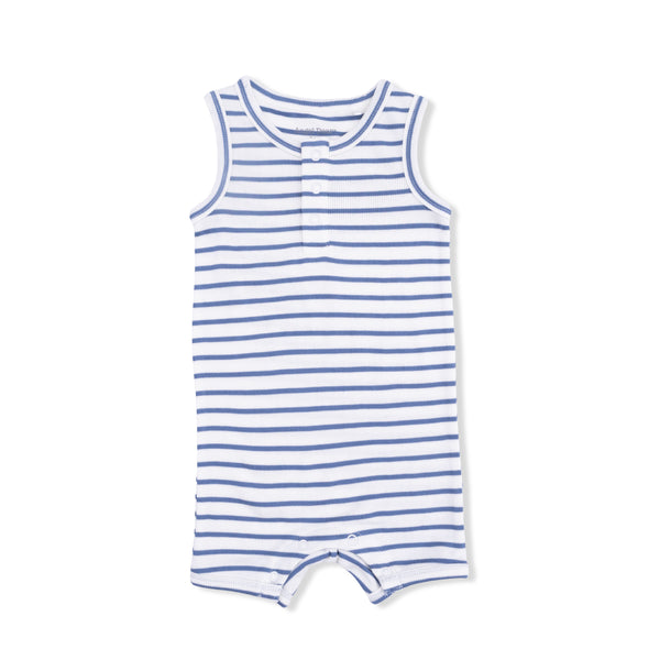 Navy Stripe  Henley Shortie Romper