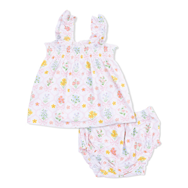 Spring Blooms Bow Trellis  Ruffly Strap Top and Bloomer