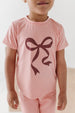 GIRL'S SHORT SLEEVE TEE - BOW IN ROSE