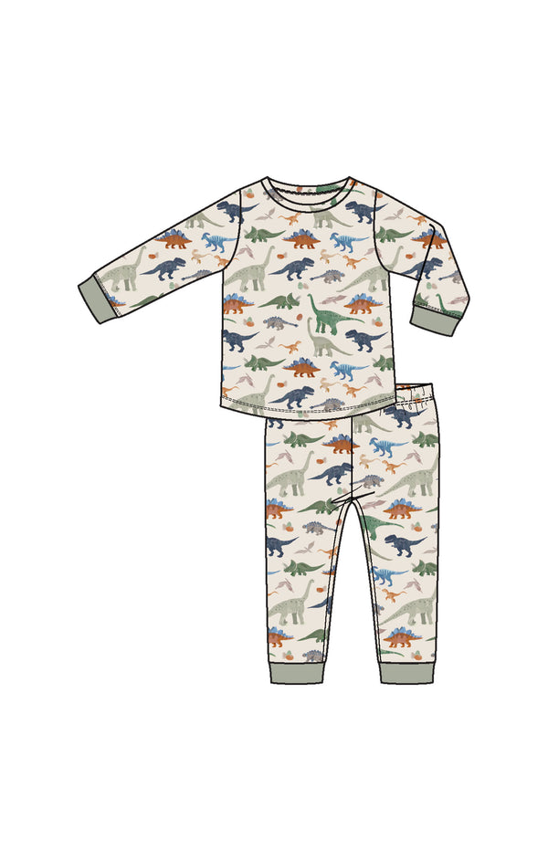 Washy Dinos  Long Sleeve Loungewear Set