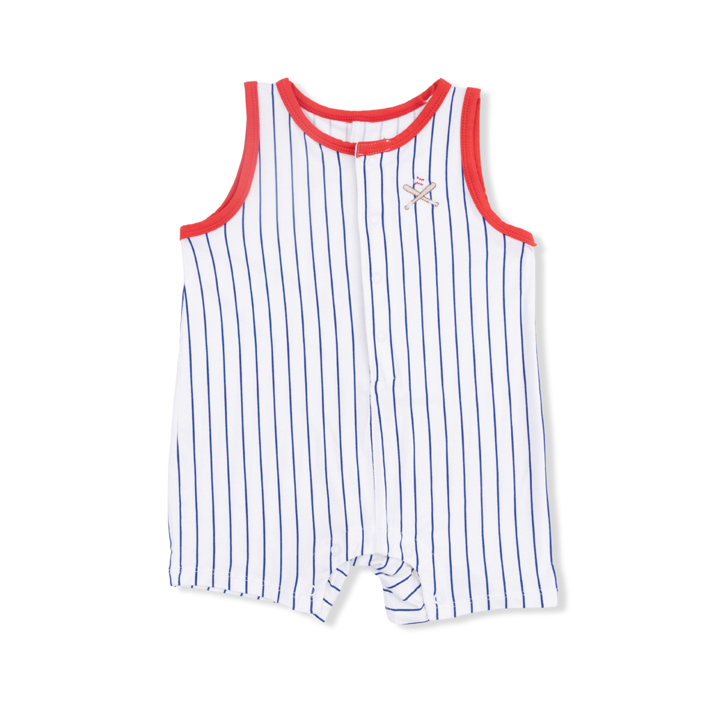 Baseball Stripe  Sleeveless Shortie Romper
