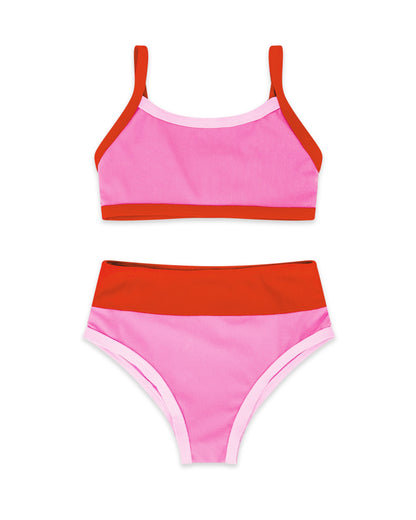 Retro Ringer Bikini - Pink Sunset