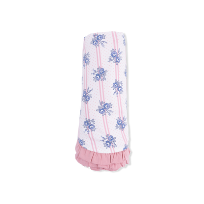 Stripe Dot Roses - Ruffle Blanket