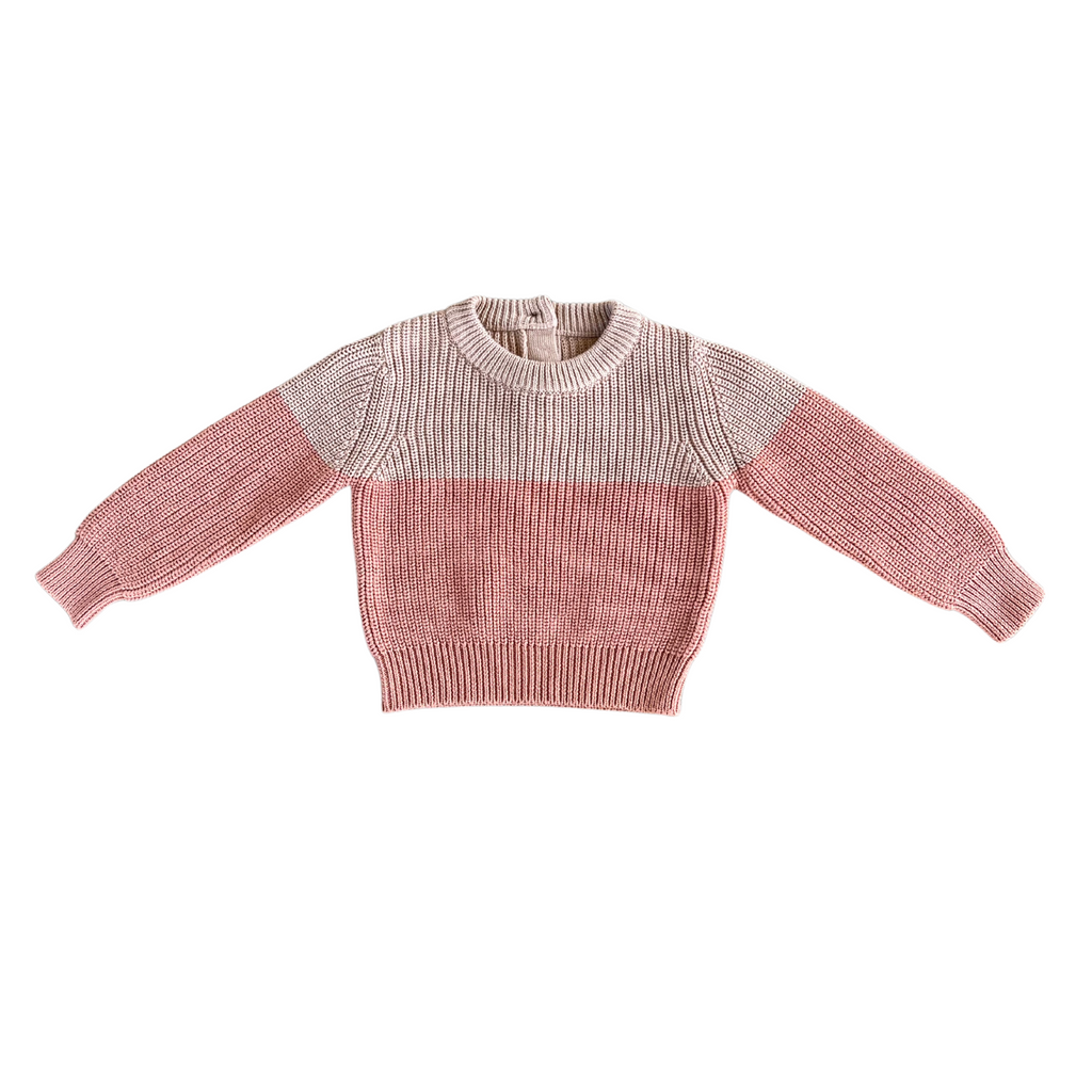 COLORBLOCK KNIT SWEATER - ROSE TAN