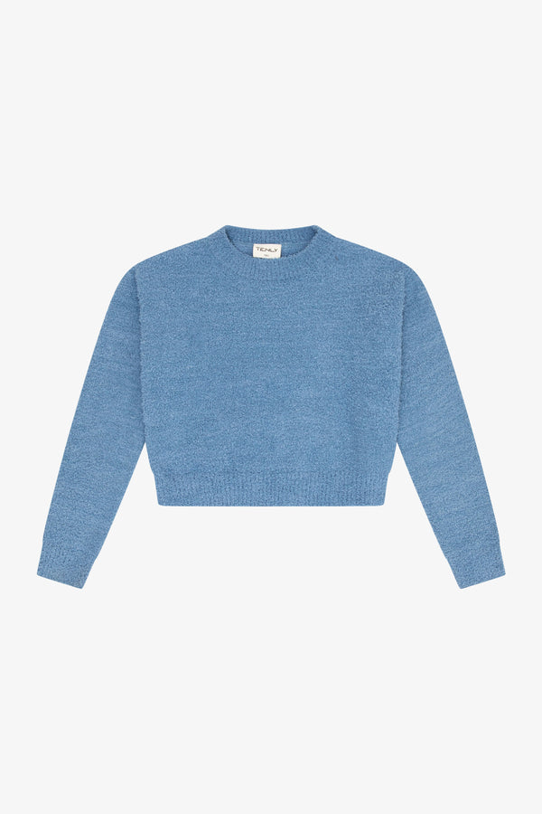SHERPA CREW NECK SWEATER - Blue