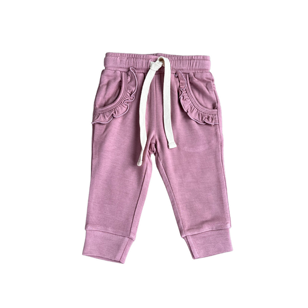 GIRL'S RUFFLE JOGGERS - MAUVE