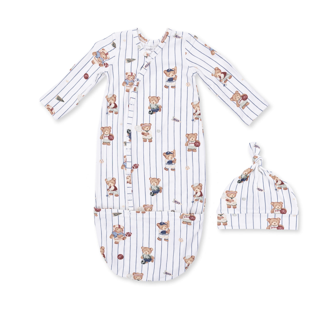 Mixed Sports Bears - Bundle Gown And Knotted Hat 0-3M