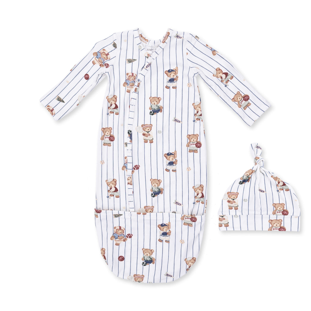 Mixed Sports Bears - Bundle Gown And Knotted Hat 0-3M