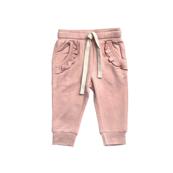 GIRL'S RUFFLE JOGGERS - BLUSH