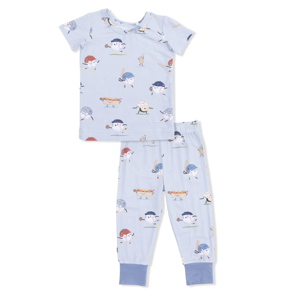 Baseballs Playing Baseball  Short Sleeve Loungewear Set