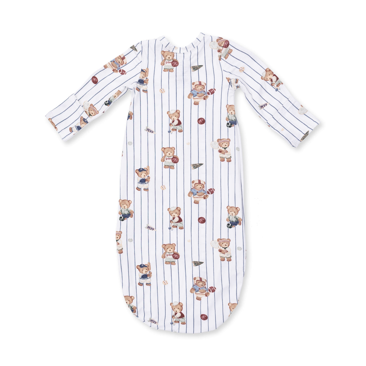 Mixed Sports Bears - Bundle Gown And Knotted Hat 0-3M