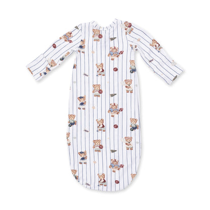 Mixed Sports Bears - Bundle Gown And Knotted Hat 0-3M