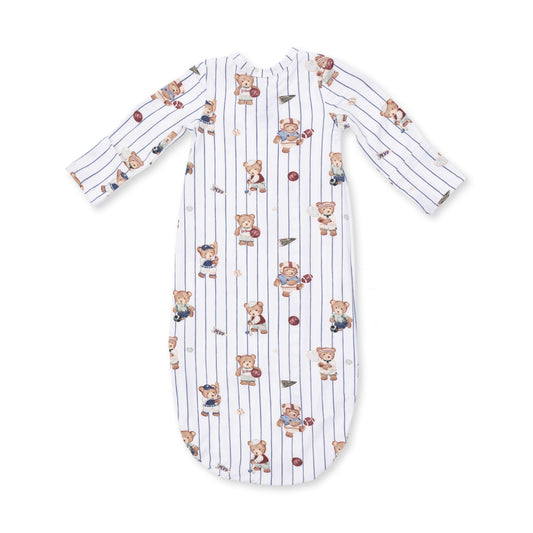 Mixed Sports Bears - Bundle Gown And Knotted Hat 0-3M