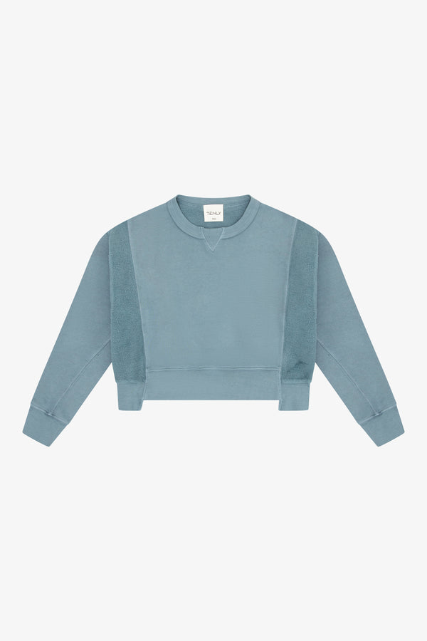 COTTON FLEECE REVERSE INSERT SWEATER - Blue Moon