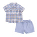 Western Boot Plaid  Short Sleeve Western Pearl Snap Shirt with Casual Short