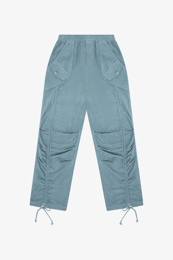 CORDUROY UTILITY RUCHED PANT -BLUE MOON