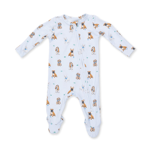 Bestie Dogs Blue - 2 Way Zipper Footie