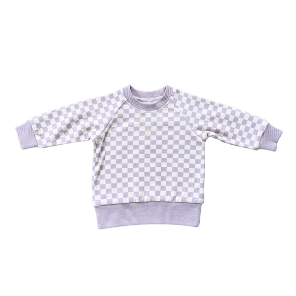 FLEECE SWEATSHIRT - LAVENDER CLOUD CHECKERED