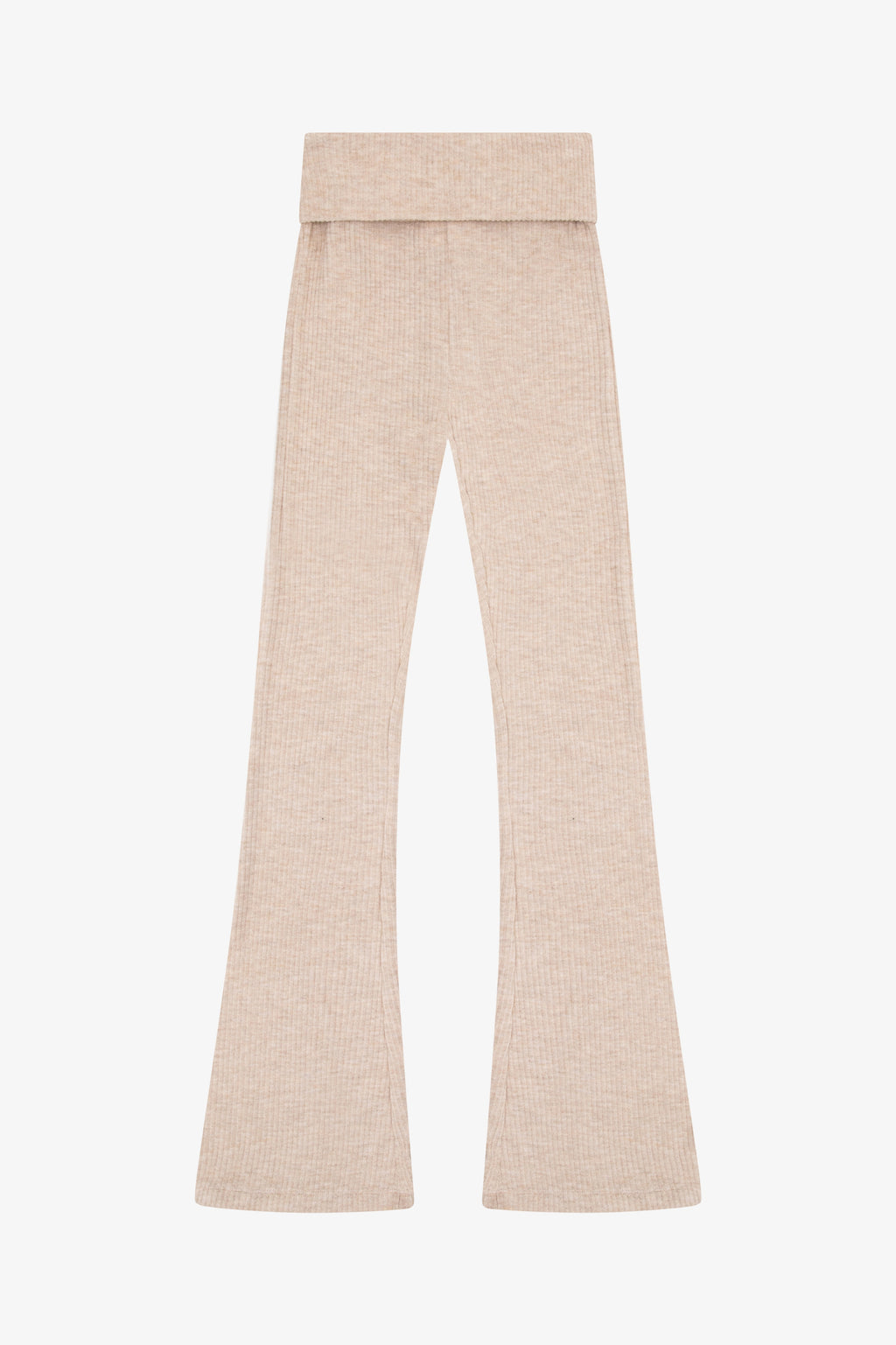 HACCI RIB WAISTED FLARED PANTS - HT LATTE