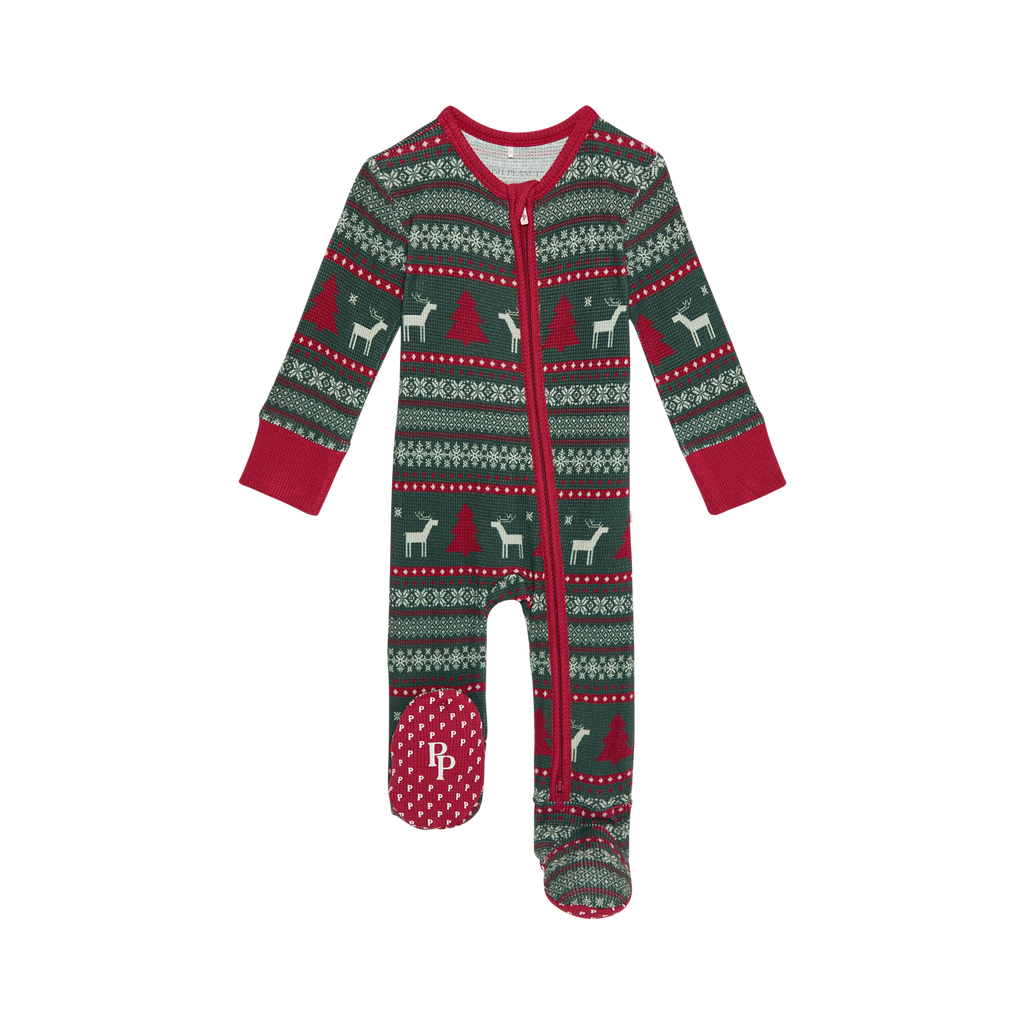 Holiday Fair Isle - Footie Zippered One Piece