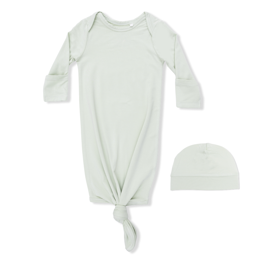 Solid Bok Choy - Knotted Gown And Beanie Hat NB
