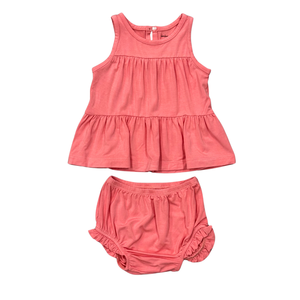 DOUBLE PEPLUM & BLOOMER SET - STRAWBERRY ICE