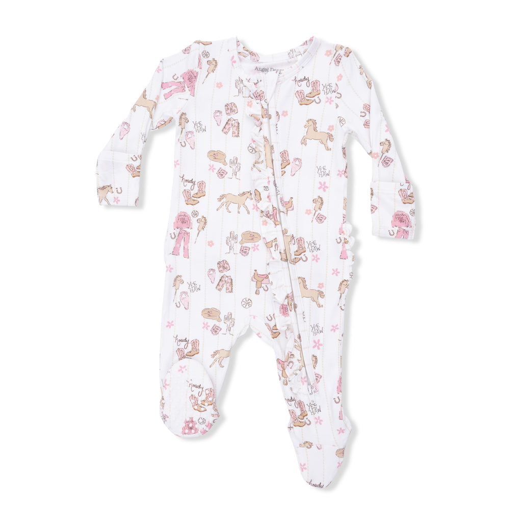 Cowgirl Nursery  2 Way Ruffle Front Zipper Footie