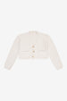 SHERPA CROPPED BUTTON DOWN CARDI W/ POCKETS - ecru
